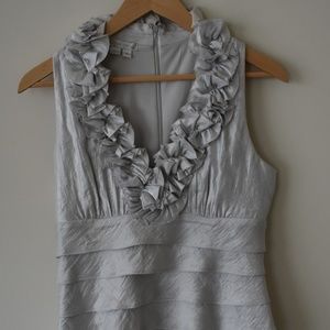 London Times Silver Tiered Cocktail Dress